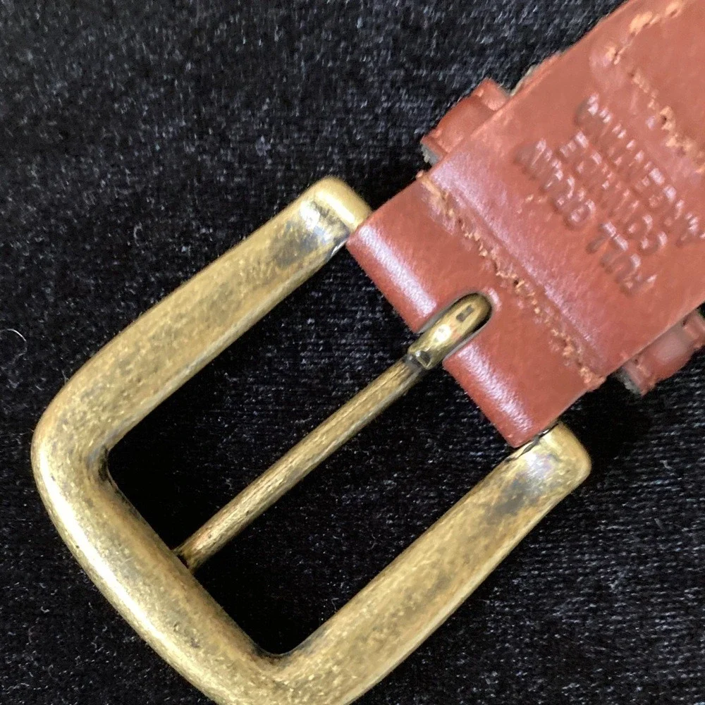 Mens Braided Brown Leather Belt Made‎ in Argentina Size 36 Brushed Brass Tone